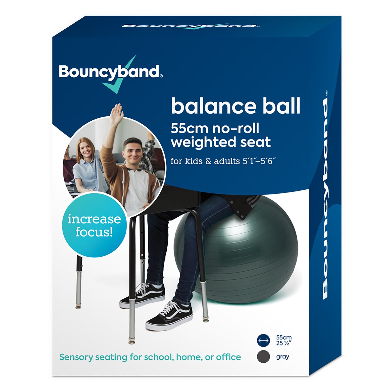 Bouncy Bands Balance Ball, 55cm, Dark Gray (BBAWBS55GY)