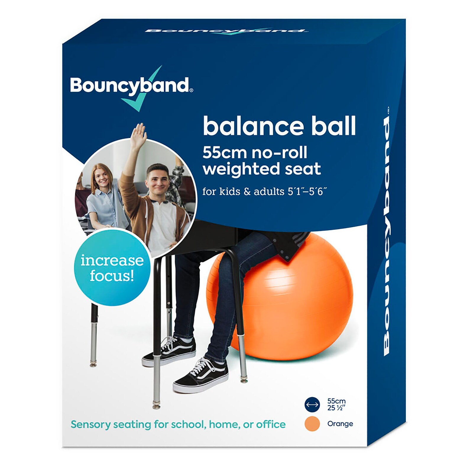 Bouncy Bands Balance Ball, 55cm, Orange (BBAWBS55OR)