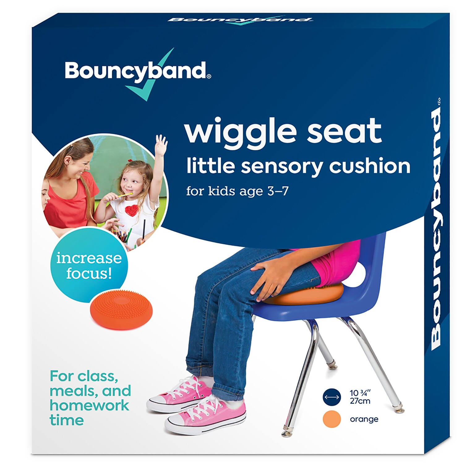 Bouncy Bands Little Sensory Wiggle Seat, Orange (BBAWS27OR)