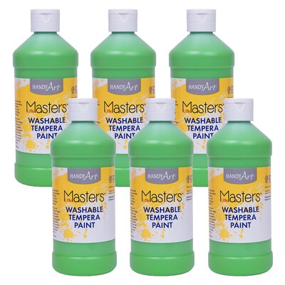 Handy Art Little Masters Washable Tempera Paint, Light Green, 16oz., 6/Pack (RPC211742-6)