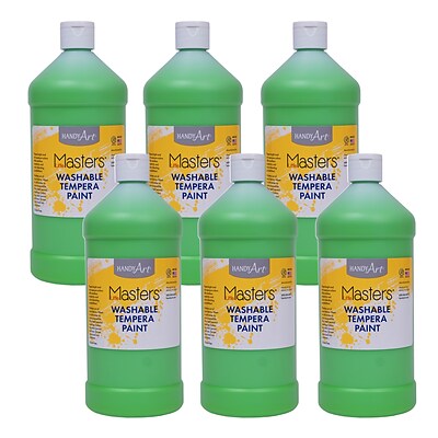Handy Art Little Masters Washable Tempera Paint, Light Green, 32oz., 6/Pack (RPC213722-6)