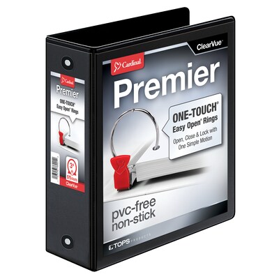 Cardinal EasyOpen ClearVue Heavy Duty 3 3-Ring View Binders, D-Ring, Black (11131CB)