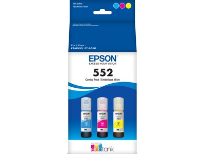 Epson T552 Cyan/Magenta/Yellow High Yield Ink Cartridge Refill, 3/Pack