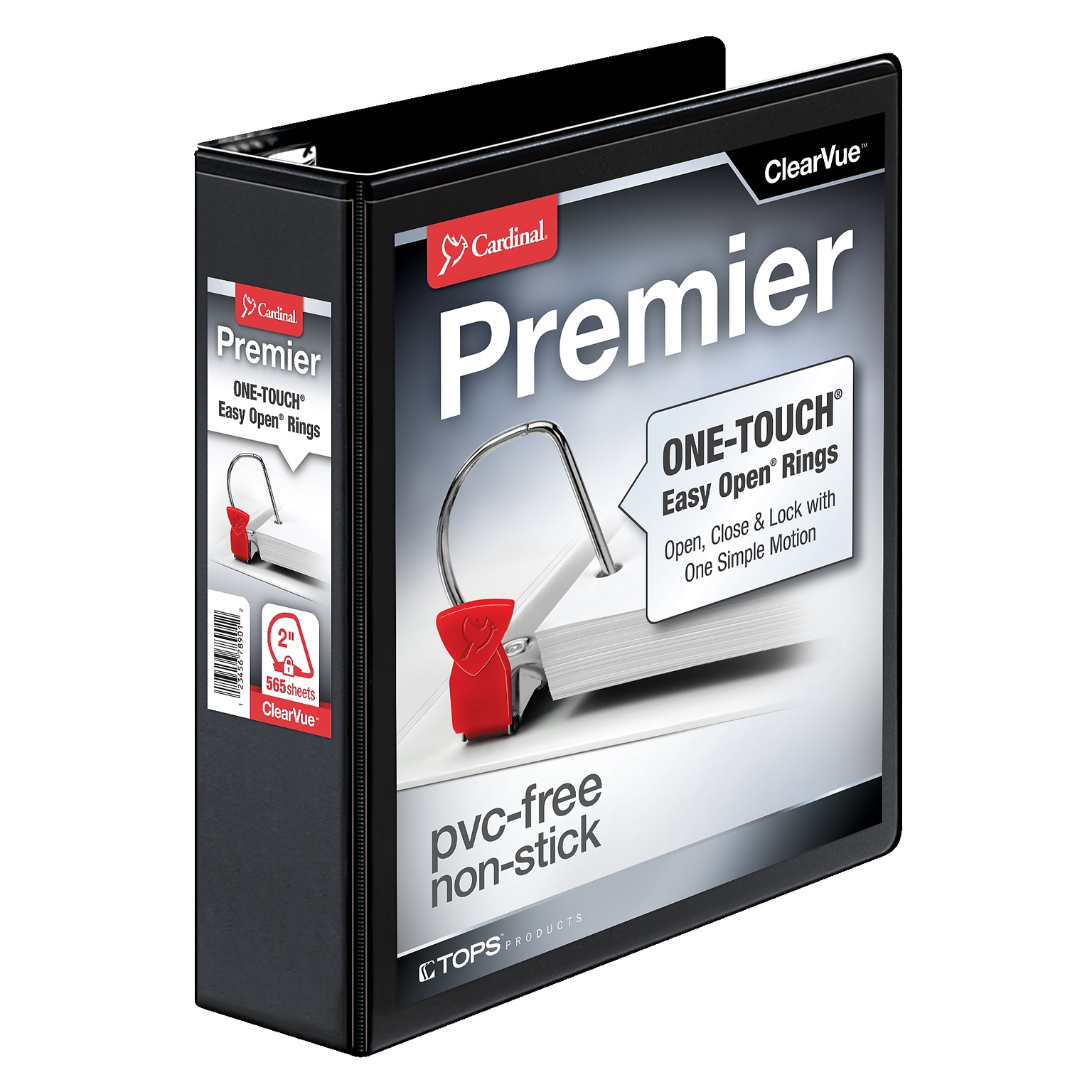 Cardinal Premier Heavy Duty 2 3-Ring View Binders, D-Ring, Black (10321CB)