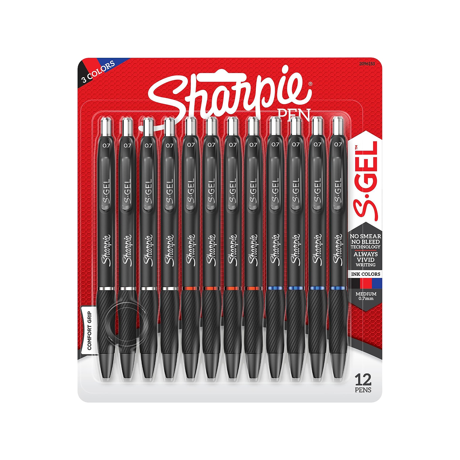 Sharpie S-Gel Retractable Gel Pens, Medium Point, 0.7mm, Assorted Ink, Dozen (2096153)