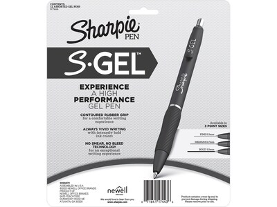 SHARPIE S-Gel, Gel Pens, Ultra Fine Point (0.38mm), Black, 4 Count