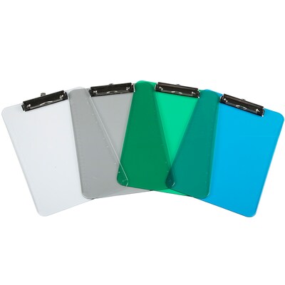 JAM Paper Plastic Clipboard, Letter Size, Assorted Colors, 4/Pack (3409IASSRT)