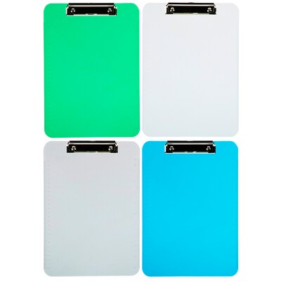 JAM Paper Plastic Clipboard, Letter Size, Assorted Colors, 4/Pack (3409IASSRT)