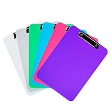 JAM Paper Plastic Clipboard, Letter Size, Assorted Colors, 6/Pack (3409ASSRT)