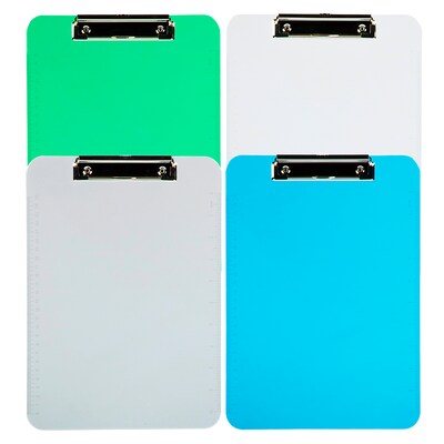 JAM Paper Plastic Clipboard, Letter Size, Assorted Colors, 4/Pack (3409IASSRT)