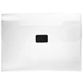 JAM Paper® Plastic Portfolio with Center Buckle, 9 1/2 x 13 1/4 x 1 1/8, Clear (550CLEAR)