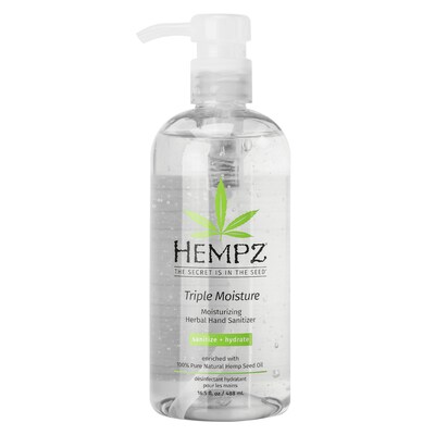 Hempz Antibacterial Gel Hand Sanitizer, Herbal Triple Moisture Moisturizing, 16.5 fl. oz.  Pump (110-2750-04)