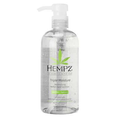 Hempz Antibacterial Gel Hand Sanitizer, Herbal Triple Moisture Moisturizing, 16.5 fl. oz.  Pump (110-2750-04)