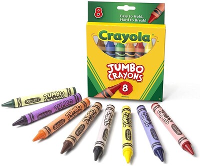 Crayola Jumbo Kids Crayons, Assorted Colors, 8/Box (52-0389)
