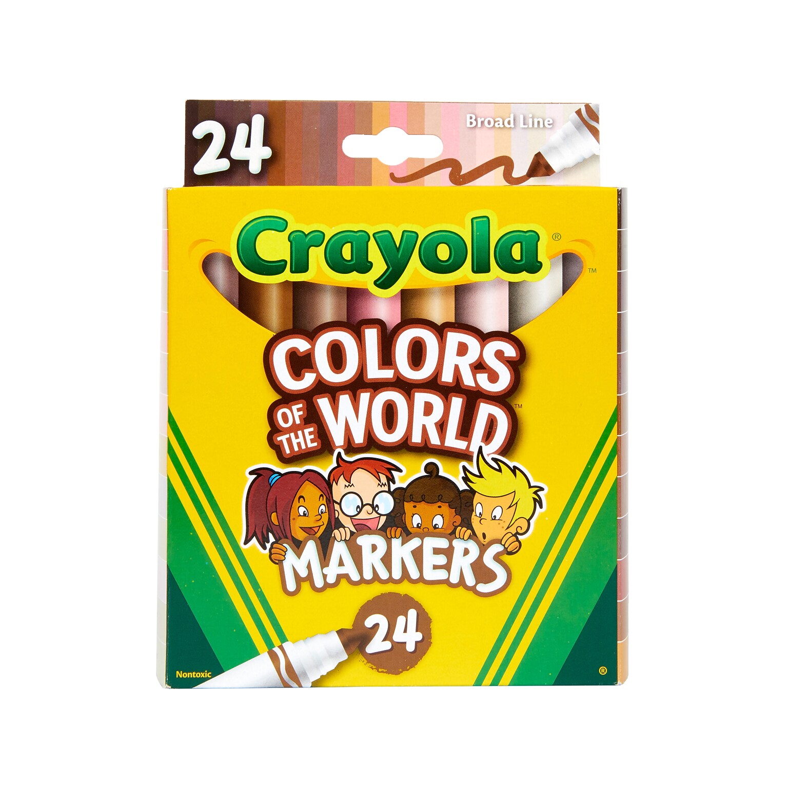 Crayola Colors of the World Permanent Markers, Broad, Assorted Colors, 24/Pack (58-7802)