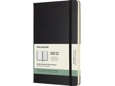 2021-2022 Moleskine 5 x 8.25 Academic Weekly Planner, Black (856224)