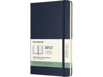 2021-2022 Moleskine 5 x 8.25 Academic Weekly Planner, Sapphire Blue (856286)