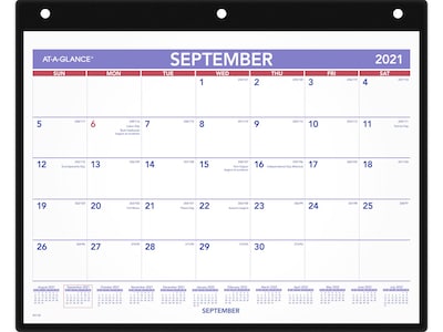 2021-2022 AT-A-GLANCE 8.25 x 11 Academic Monthly Calendar, Small, White (SK7-00-22)