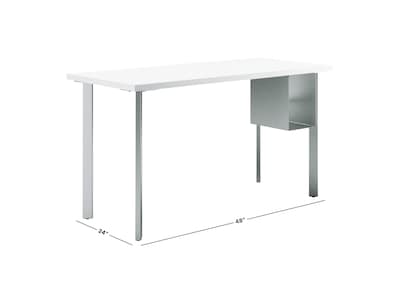 HON Coze 48"W Desk w/U-Storage, Designer White and Silver (HONRPL2448DWP6S)