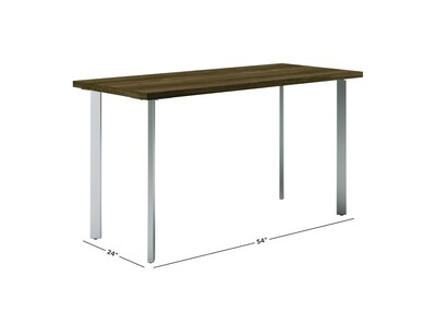 HON Coze 54W Desk, Florence Walnut and Silver (HONRPL2454FP6NL)
