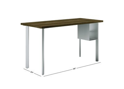 HON Coze 48W Desk w/U-Storage, Florence Walnut and Silver (HONRPL2448FWP6S)