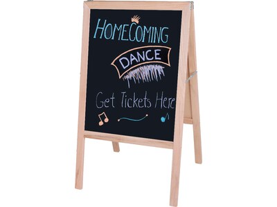 Flipside Dry-Erase/Chalkboard Marquee Easel, 42", White/Black/Natural Wood (31200)
