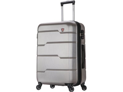 DUKAP Rodez 23.75 Hardside Suitcase, 4-Wheeled Spinner, TSA Checkpoint Friendly, Silver (DKROD00M-C
