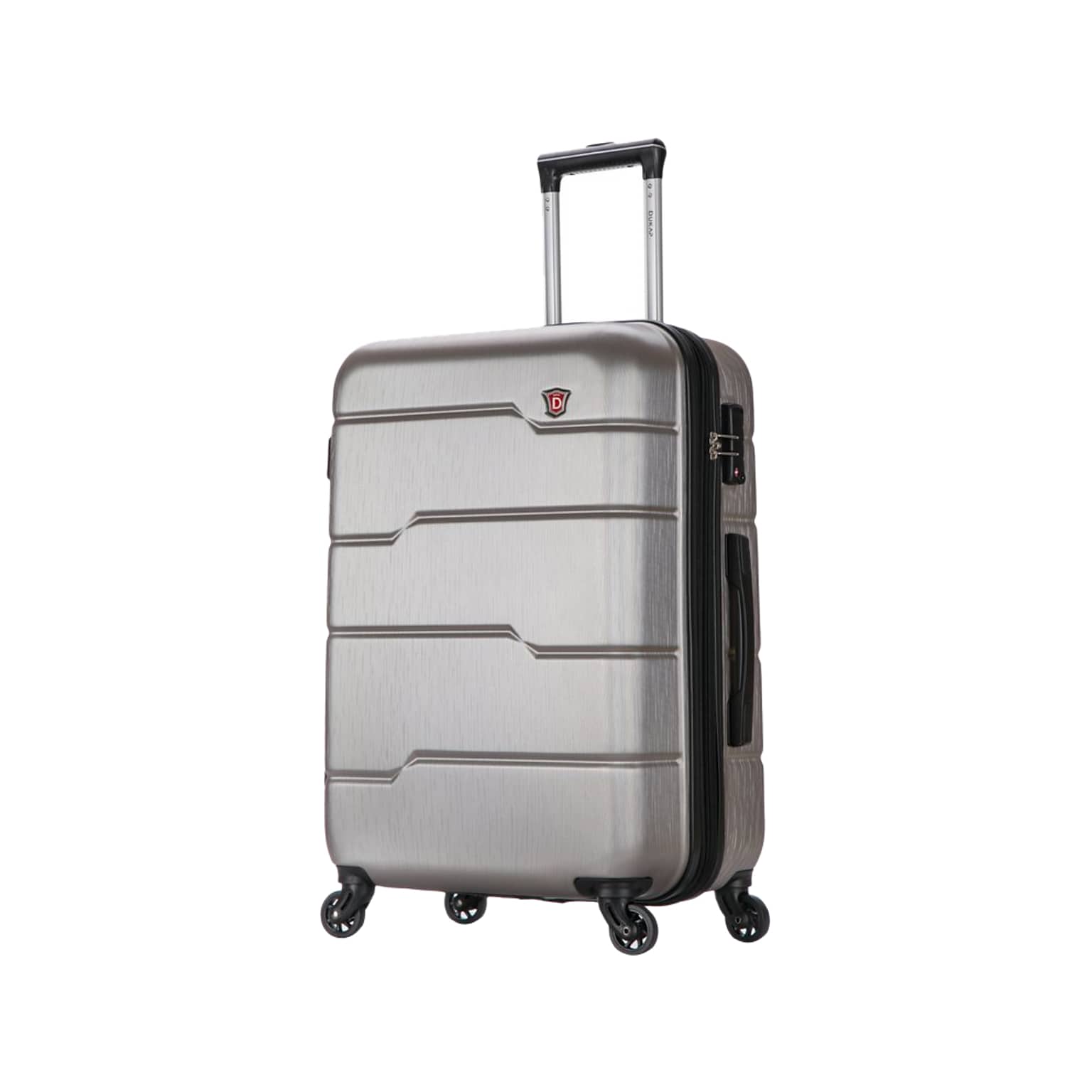 DUKAP Rodez 23.75 Hardside Suitcase, 4-Wheeled Spinner, TSA Checkpoint Friendly, Silver (DKROD00M-COA)