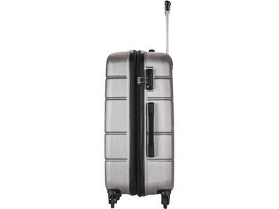 DUKAP Rodez 23.75" Hardside Suitcase, 4-Wheeled Spinner, TSA Checkpoint Friendly, Silver (DKROD00M-COA)