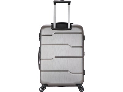 DUKAP Rodez 23.75" Hardside Suitcase, 4-Wheeled Spinner, TSA Checkpoint Friendly, Silver (DKROD00M-COA)