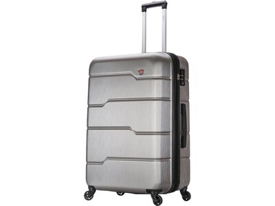 DUKAP RODEZ Large Plastic 4-Wheel Spinner Luggage, Silver (DKROD00L-COA)