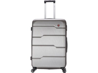 DUKAP RODEZ Large Plastic 4-Wheel Spinner Luggage, Silver (DKROD00L-COA)