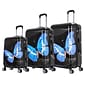 InUSA Prints ABS/PC 4-Wheel Spinner Luggage Set, Black Butterfly (IUAPCSML-BBU)