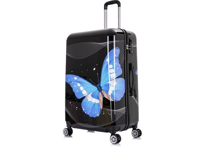 InUSA Hardside Butterfly Suitcase, 4-Wheeled Spinner, TSA Checkpoint Friendly, Black Butterfly (IUAPCSML-BBU)