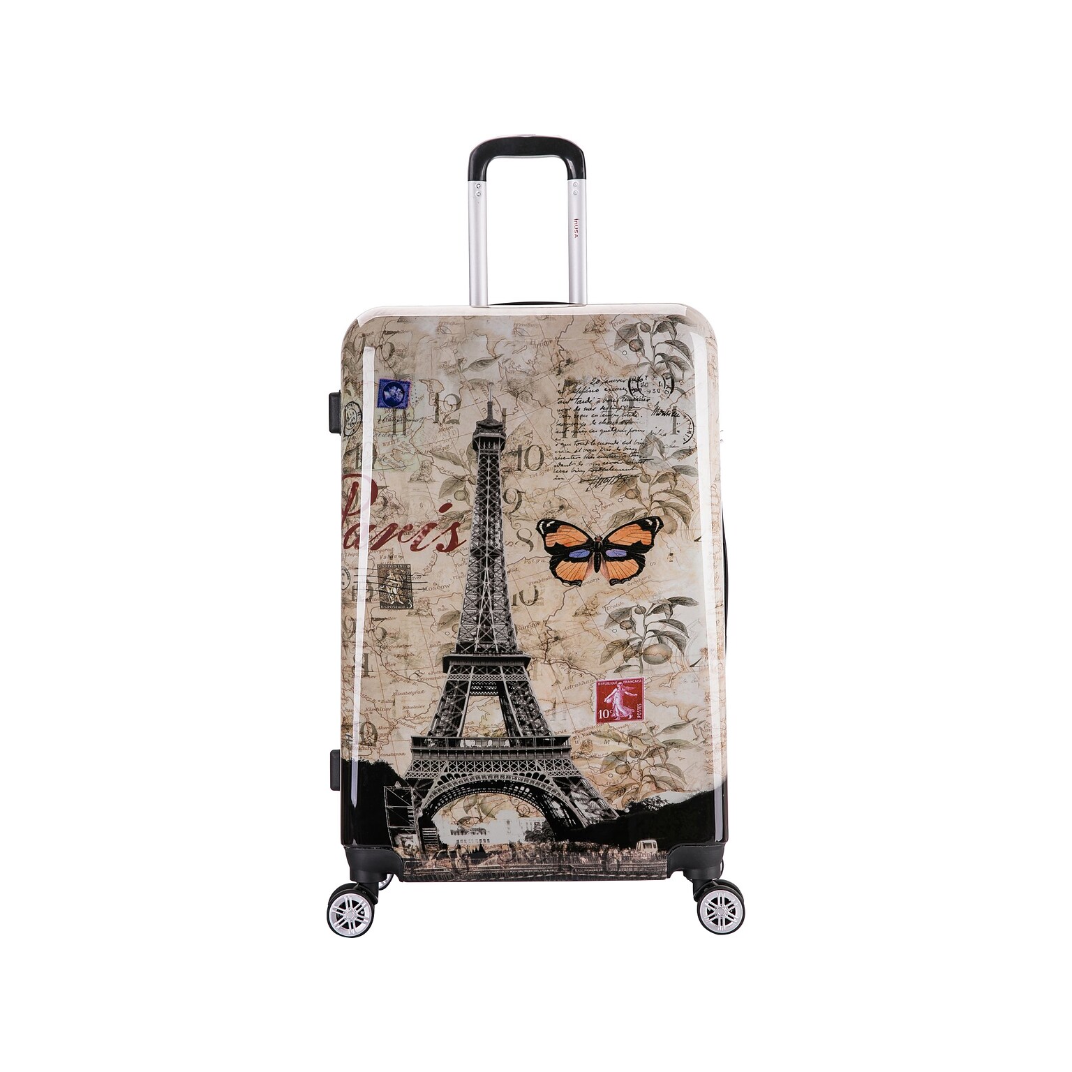 InUSA 28 Hardside Paris Suitcase, 4-Wheeled Spinner, TSA Checkpoint Friendly, Paris (IUAPC00L-PAR)