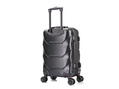 DUKAP Zonix 22.05" Hardside Carry-On Suitcase, 4-Wheeled Spinner, Black (DKZON00S-BLK)
