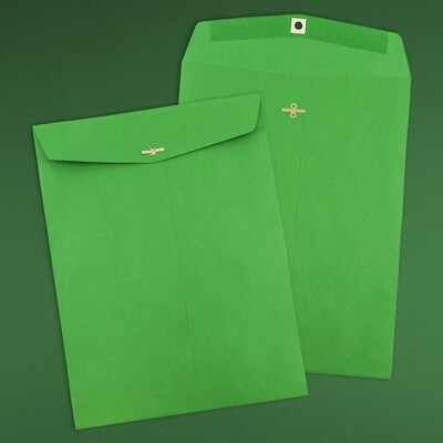 JAM Paper 10 x 13 Open End Catalog Colored Envelopes with Clasp Closure, Green Recycled, 50/Pack (87519i)