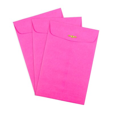 JAM Paper 6" x 9" Open End Catalog Colored Envelopes with Clasp Closure, Ultra Fuchsia Pink, 10/Pack (900909024B)