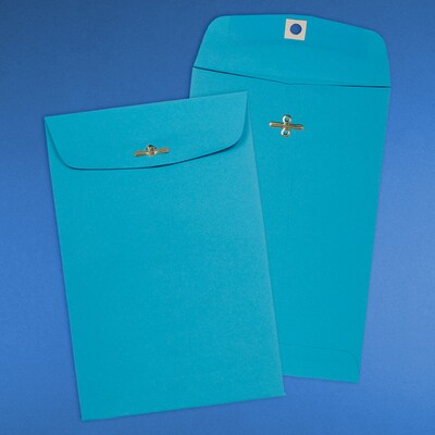 JAM Paper 6" x 9" Open End Catalog Colored Envelopes with Clasp Closure, Blue Recycled, 10/Pack (V0128123B)