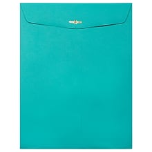 JAM Paper 9 x 12 Open End Catalog Colored Envelopes with Clasp Closure, Sea Blue Recycled, 10/Pack
