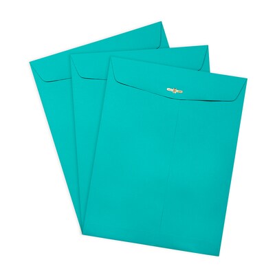 JAM Paper 9" x 12" Open End Catalog Colored Envelopes with Clasp Closure, Sea Blue Recycled, 10/Pack (900906997B)