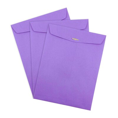 JAM Paper 9" x 12" Open End Catalog Colored Envelopes with Clasp Closure, Violet Purple Recycled, 10/Pack (900906767B)