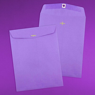 JAM Paper 9" x 12" Open End Catalog Colored Envelopes with Clasp Closure, Violet Purple Recycled, 10/Pack (900906767B)
