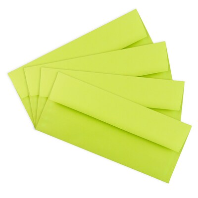 JAM Paper #10 Business Envelope, 4 1/8" x 9 1/2", Lime Green, 25/Pack (71091)