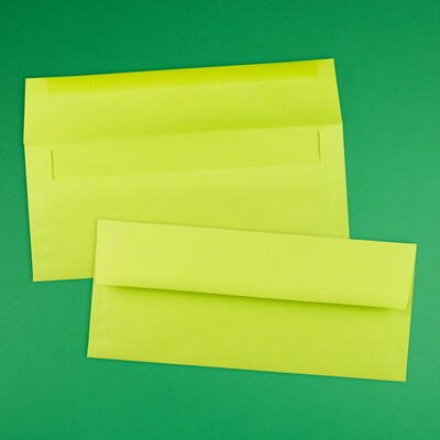 JAM Paper #10 Business Envelope, 4 1/8" x 9 1/2", Lime Green, 25/Pack (71091)