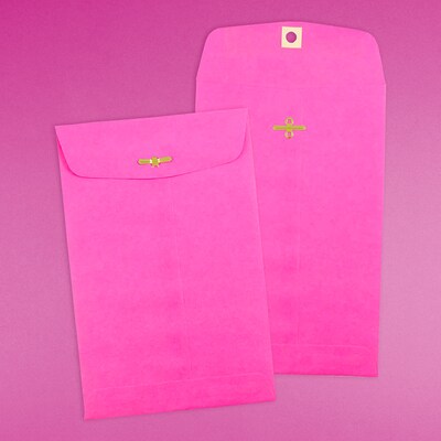 JAM Paper Open End Clasp #1 Catalog Envelope, 6" x 9", Fuchsia Pink, 100/Box (900909024)