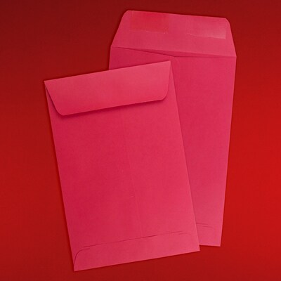 JAM Paper® 6 x 9 Open End Catalog Colored Envelopes, Red Recycled, 100/Pack (V0128139)