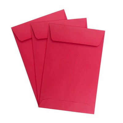 JAM Paper® 6 x 9 Open End Catalog Colored Envelopes, Red Recycled, 100/Pack (V0128139)