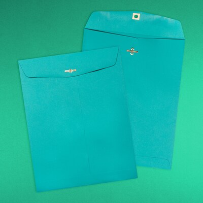 JAM Paper Open End Clasp Catalog Envelope, 9" x 12", Sea Blue, 100/Box (900906997)