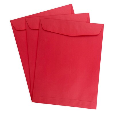 JAM Paper Open End Catalog Envelope, 9" x 12", Red, 100/Box (80329)